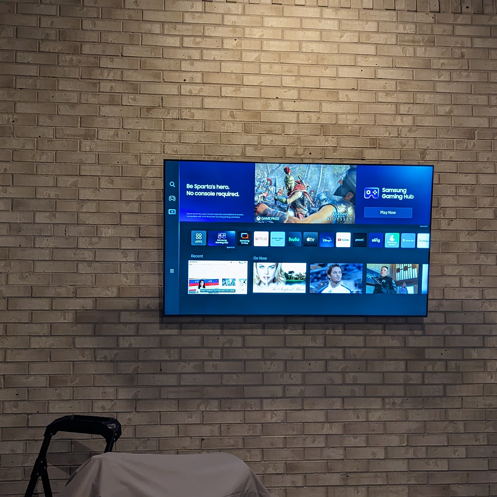 Wall-mounted TV installation
